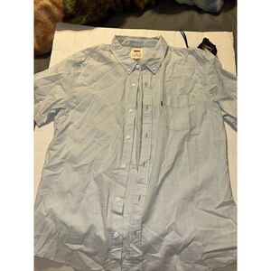 Levi's Shirt Mens Small Light Blue 100% Cotton Short Sleeve Button Down Red Tab